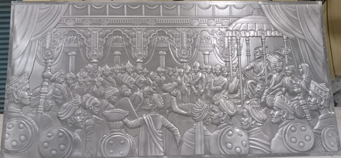 S3 relief mural in a monochrome finish